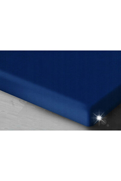 NO BRAND Cearșaf de pat din satin cu elastic 140x200 albastru cerneală