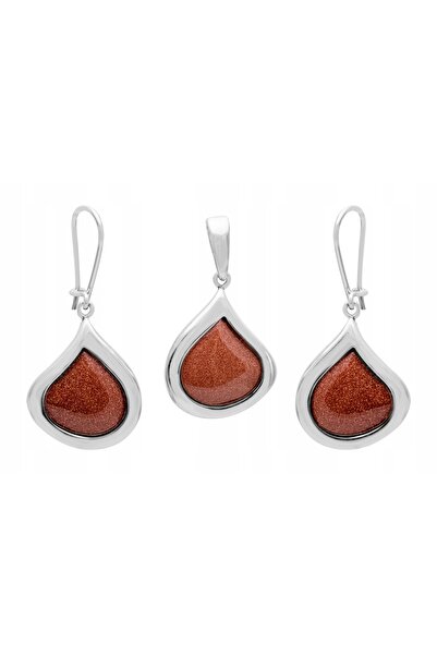 NO BRAND Set de argint cercei+pendant Nisip de deșert!