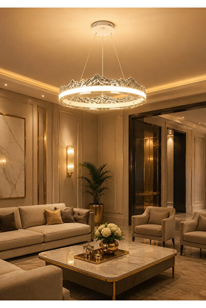 Generic Brand ثريا لوڤا بثلاث الوان اضاءات LED مقاس 600ملم تضيف للمجالس والصا...