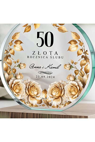 NO BRAND Statuetă de sticlă elegantă, cadou pentru aniversarea a 50 de ani de...