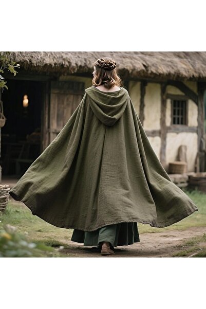 NO BRAND Pelerină medievală Cavaler cu glugă Viking Costum lung Vrăjitor