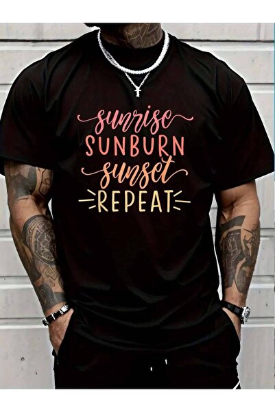 799 100% Cotton Sunrise Sunburn Sunset Repeat T-Shirt Men's Women's Vintage S...