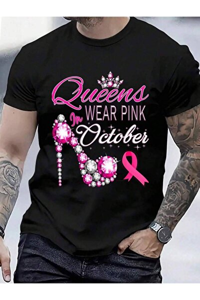 799 100% Cotton Queens Wear Pink In October Aware (No Bling') T-Shirt Men's W...