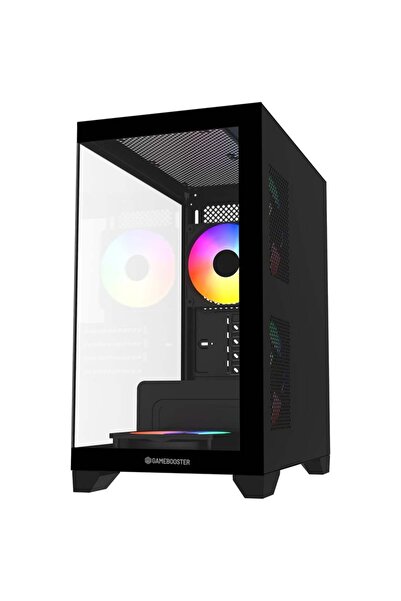 GAMEBOOSTER GB-M6001B 600w 4*12cm Rainbow Fanlı USB 3.0 Seaview Mid-T M-ATX Gaming Siyah Kasa