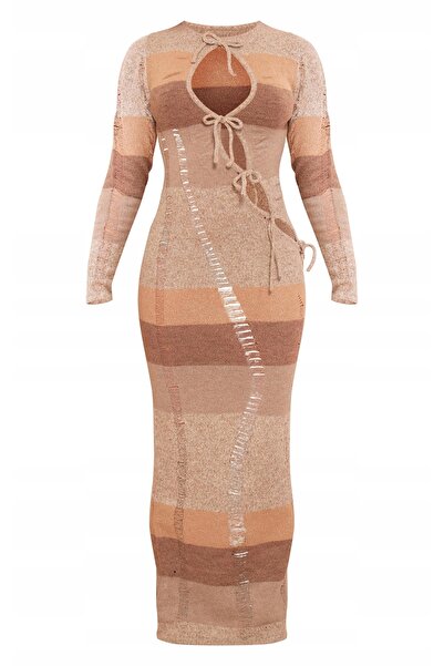 NO BRAND Prettylittlething Rochie Maxi Clasică Tricotată Multicoloră L