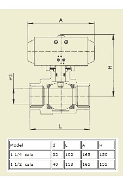NO BRAND Robinet cu bilă din alamă de 1 1/4 țoli DN32 cu actuator pneumatic AT40