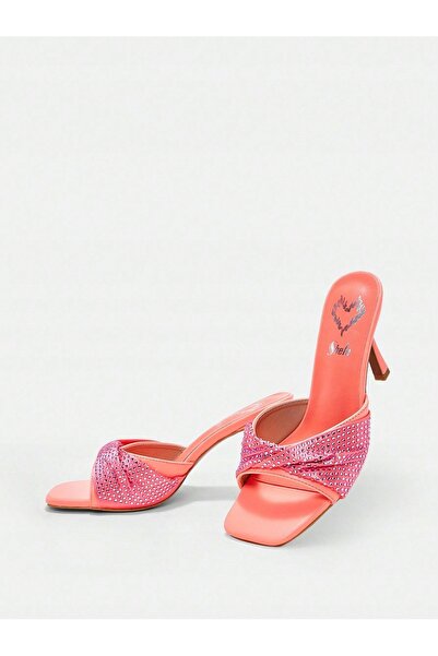 NO BRAND Papuci clasici cu toc coral, decorație stiletto, tip slip-on, Shein 39