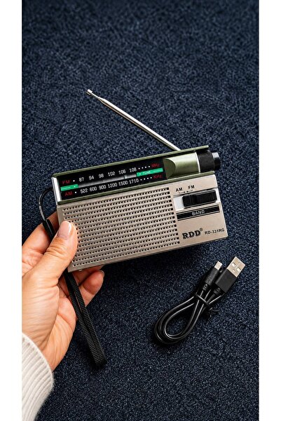 ULTRATEKNO RD-331RG Şarjlı Cep Radyosu FM/AM 2 Bant Taşınabilir Radyo Type-C Şarjlı 2xAA Pil Destekli Kulaklık Girişli Deprem Acil Durum Radyosu