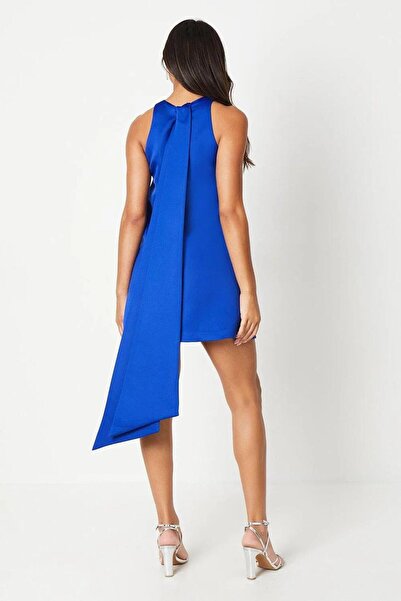 NO BRAND Sapphire Coast 38 Rochie mini simplă de cocktail din satin uni Coast 38