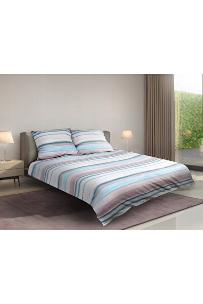 NO BRAND Lenjerie de pat din satin în cutie 160X200 Premium 03A Dungi albastre