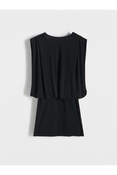 NO BRAND Rochie mini tip creion clasică, netedă, cu bretele late, S
