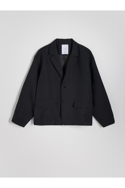 NO BRAND Sacou grafit neted, clasic, la un rând de nasturi, lejer, oversize, ...