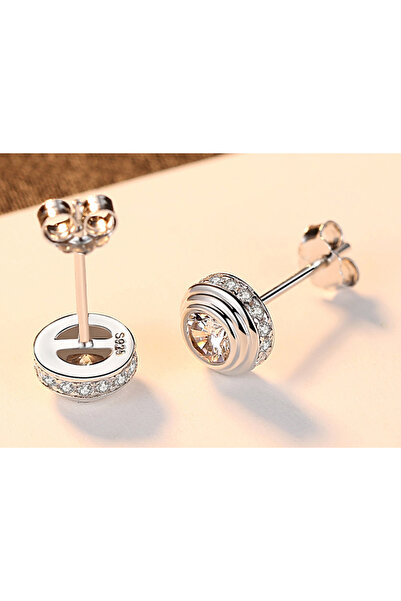 NO BRAND Cercei din argint 925 sterling, tip știft, cu zirconiu, pentru femei