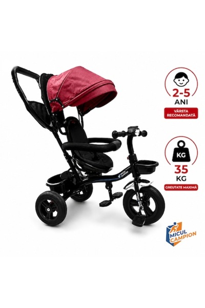 INVINCIO Micul Campion Explorer 360 Tricycle, Reversible Seat, Lights and Mus...