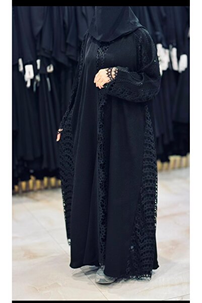 NOUR Crepe Cloche Abaya with Lace Inserts
