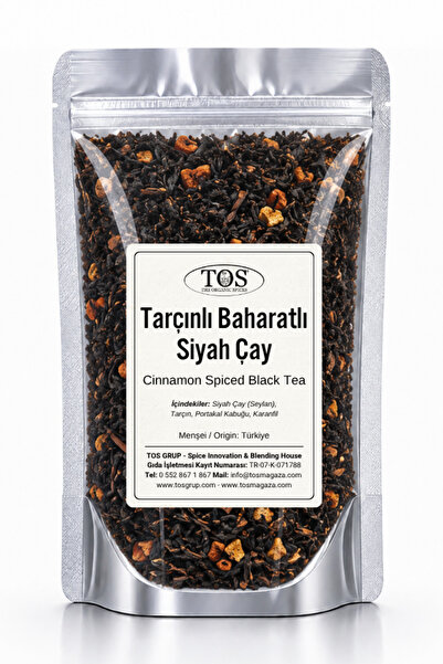 TOS The Organic Spices Spiced Black Tea with Cinnamon 250 Gr (1. Quality) Cin...