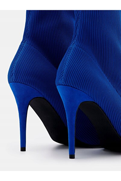 NO BRAND Pantofi stiletto bleumarin cu vârf ascuțit, tip slip-on, din materia...