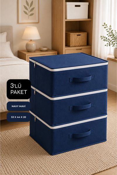 Vedsey Home Organizer 3'lü Set 53 x 44 x 21 Cm Baza Altı & Dolap İçi Organize...