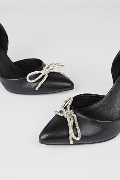NO BRAND Pantofi clasici negri din piele ecologică, cu fundă, Coast 40