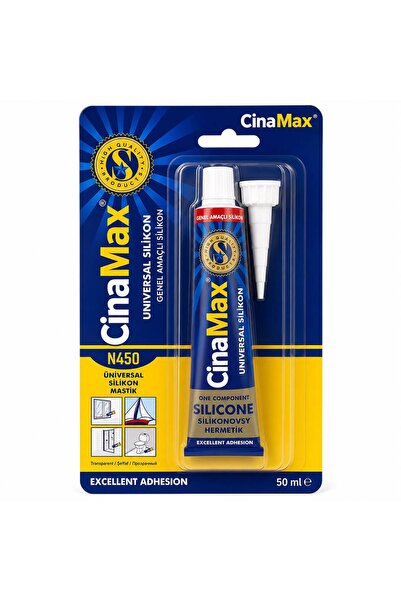 CinaMax Şeffaf Silikon 50 ml Genel Amaçlı Güçlü Yapıştırıcı Cam Banyo Lavabo ...
