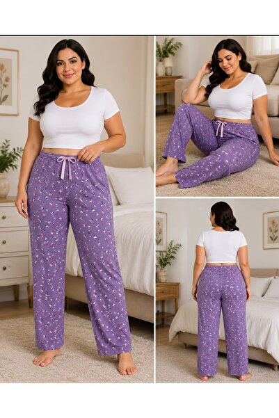 Lady Queen Lycra Ring Viscose Oversize Size Pajama Bottoms 6020