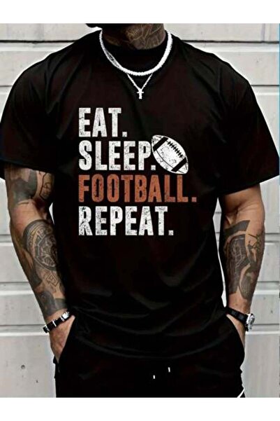 Astogria13 تي شيرت مطبوع عليه 100% قطن Eat Sleep Retriat Love Football Vintag...