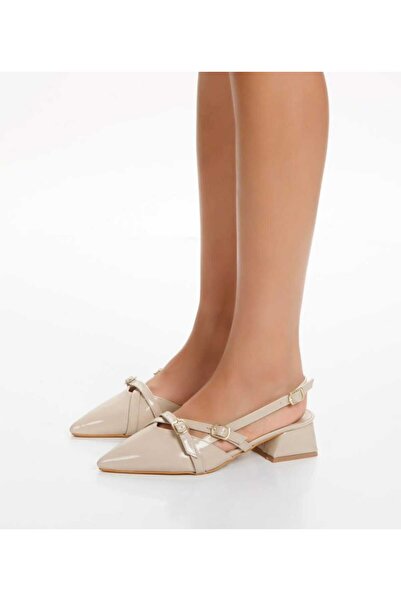 Macs Moda Women's Patent Leather Heeled Slingback Shoes – Pointed Toe Double ...