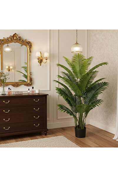 Alessandro DESIGN Decoratiune Palmier Areca, Plastic, 15 frunze, 150 cm, Verde