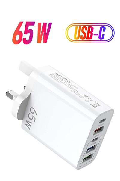 Generic 65W 5-Port Fast Charger, 6.6A 2 USB C + 3 USB A Ports Plug, Wall Char...