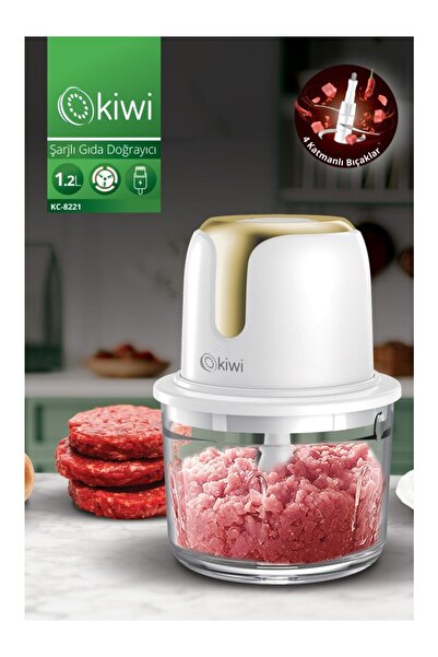Kivi Kc-8221 Kablosuz Şarjlı Gıda Doğrayıcı – 1.2L Cam Hazne, Paslanmaz Çelik...