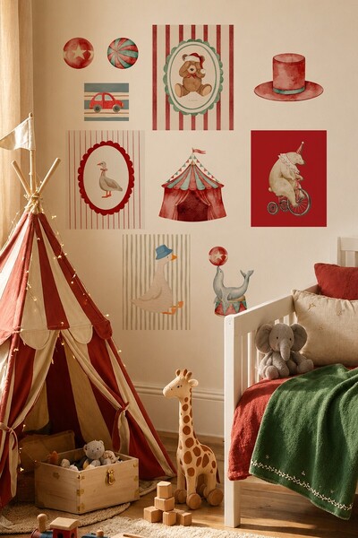 MSticker Vintage Circus Themed Poster Wall Sticker Set |   Baby & Kids Room S...