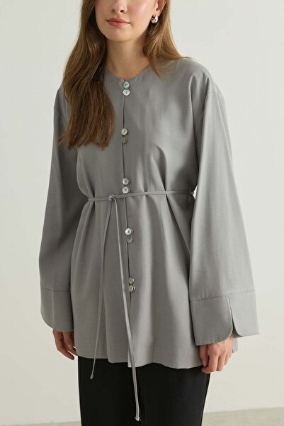 Merve Gültekin Double British Piping Belted Shirt