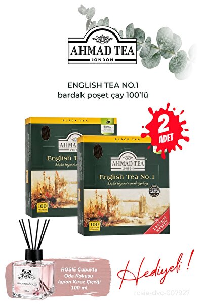 Ahmad Tea English Tea No.1, 2 Packs of Tea Bags 100 Pieces 200 g and Room Fra...