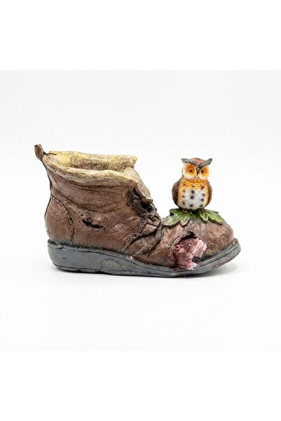 AKDC Owl & Boot Polyresin Pen Holder Brown Multi-Color – 20 × 14 cm