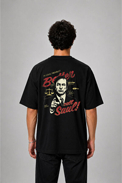 cesita Μπλουζάκι Better Call Saul με στάμπα, υπερμεγέθη, βαμβακερό, μαύρο