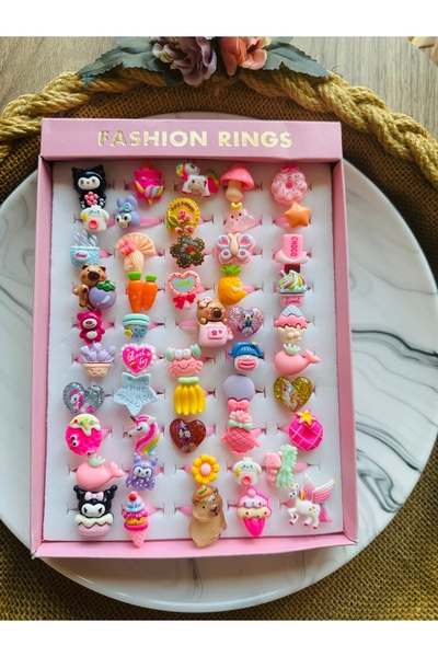 Yeşim Aksesuar 50 Pieces of Children's Rings - Girls' Rings