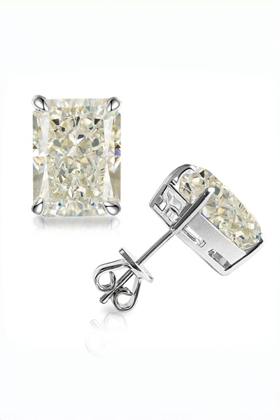 MEETMAY 18K Gold Plated S925 Silver Radiant Cut Earrings - 4ct 8x10mm Crushed...