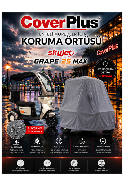 CoverPlus Skyjet Grape 25 Max 3-Wheel Electric Moped Compatible Waterproof Co...
