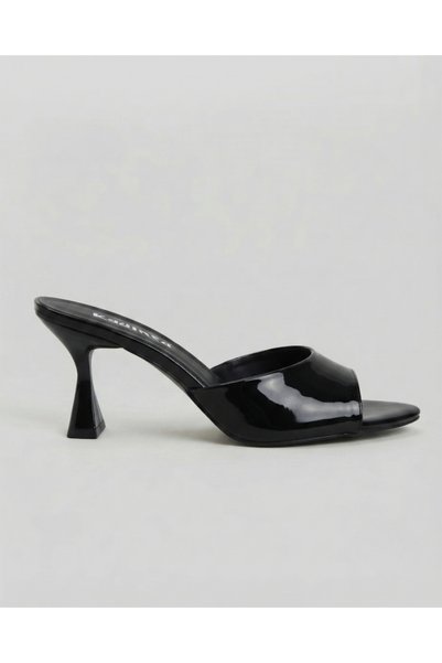 Enes Ayakkabıcılık Women's 8 cm pointed toe open heeled slippers