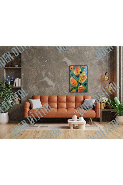Aden TABLOU PE PÂNZĂ DIGITAL DECORATIV CU FRUNZE COLORATE