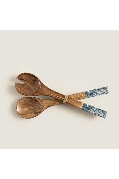 Chakra New Marine Patterned Salad Serving Set Natural