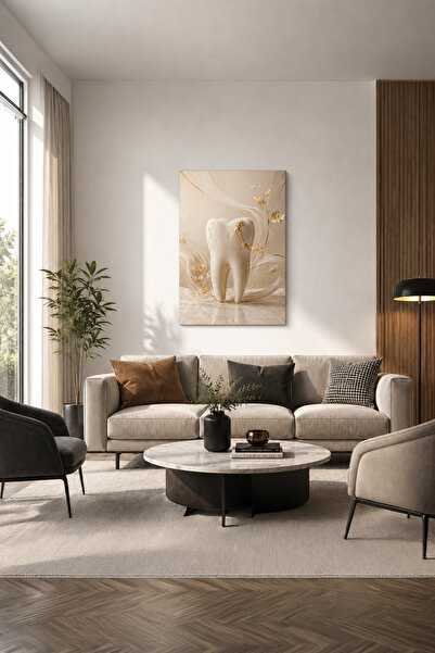 Zerawall MDF Tablo Gold Detaylı Anatomik Diş Figürü – Diş Hekimliği Temalı Ev...