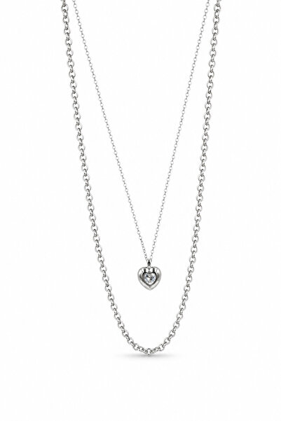 Jack Ferrero Layered Heart Pendant Two-Chain Stylish Necklace Set - Modern an...