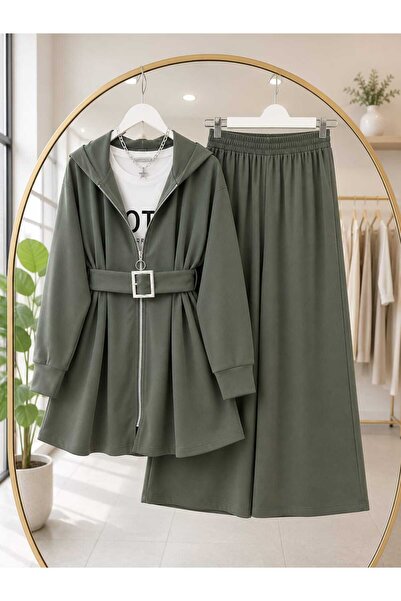 MODA VEDAT SET DUAL DE PANTALONI JACQUARD CU FERMĂ, CU BREȚE, CU CUREA, CU FE...
