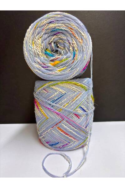 Ana&Kuzusu İplik Blue Italian Mercerized Yarn (5 Layers), Multi-Colored Flame...