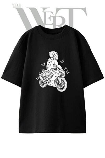 THEWERT Μπλουζάκι με στάμπα Sports Motor Design, Unisex, μαύρο, oversized