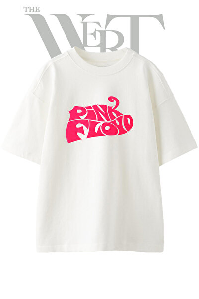 THEWERT Tricou oversize alb unisex cu imprimeu Pink Floyd Design