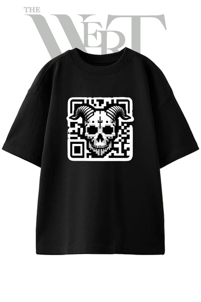 THEWERT Horned Skull_1 dizajn, štampana unisex crna majica velikog kroja