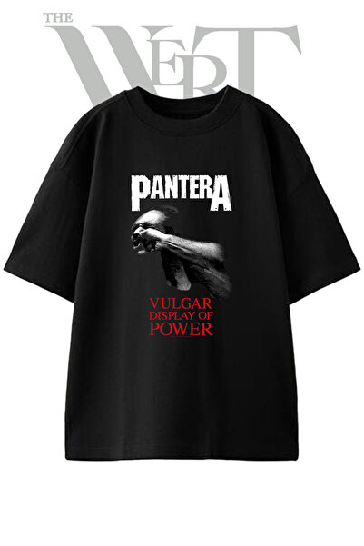 THEWERT Pantera Vulgar Display_1 dizajn, štampana unisex crna oversize majica