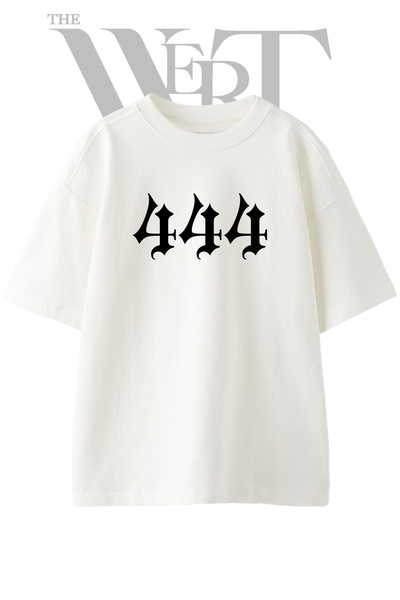 THEWERT Gothic Four Design Printed Unisex White Oversize T-Shirt